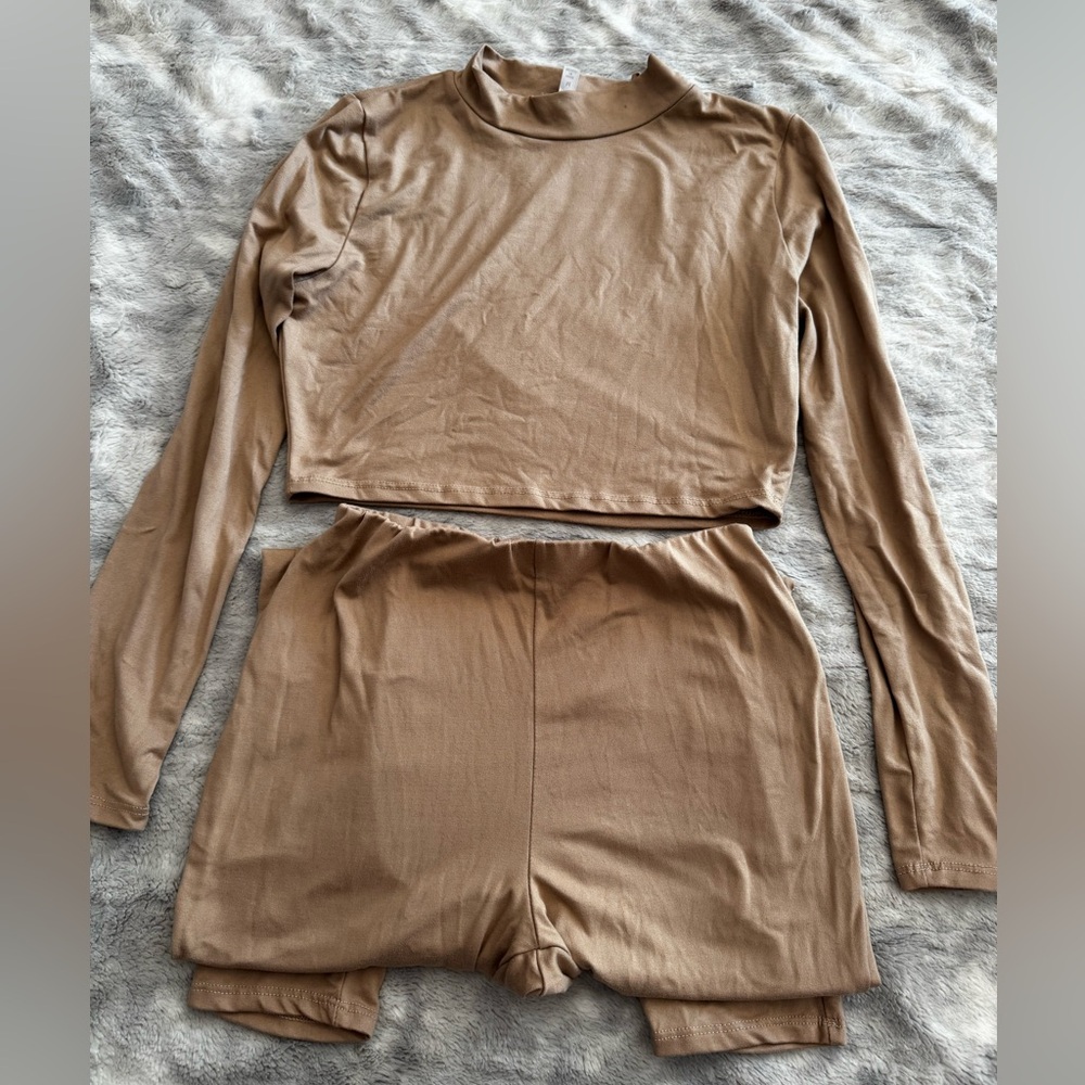 Fashion Nova Beige Long Sleeve Set